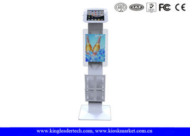 Freestanding Ipad Mini Stand Secure Ipad Kiosk Lockable , Logo Panel And Leaflet Rack